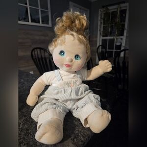 1980s Mattel My Child Blue Eye Blonde Girl Seersucker Embroidered Romper Vtg Htf